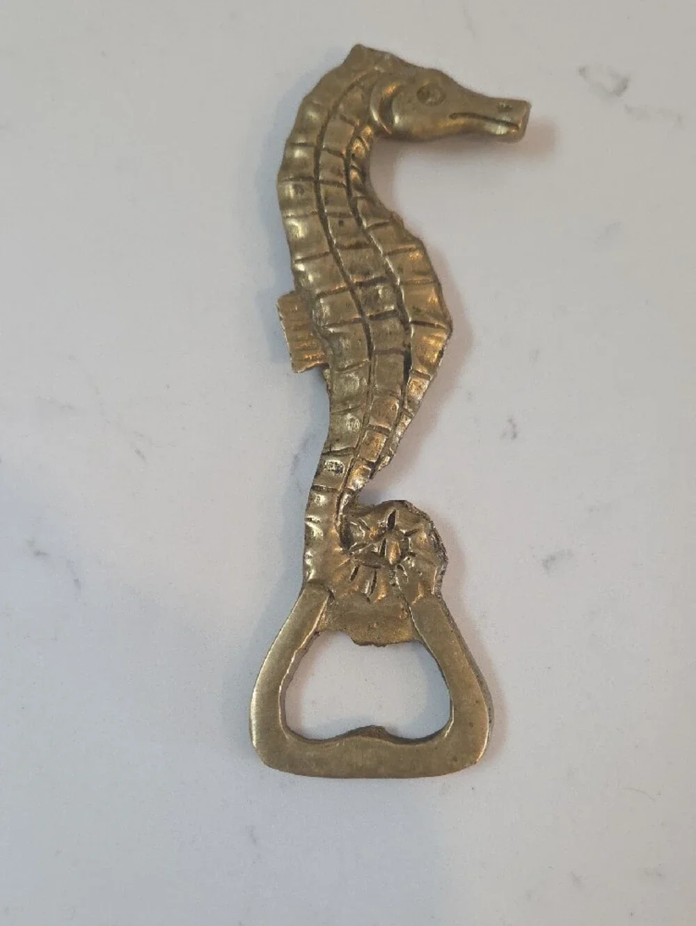 Solid Brass Seahorse Bottle Opener - Decorative Nautical Accent